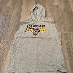NBA Boys Gray Los Angeles Lakers Tank Top With Hood Size L